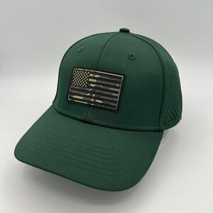 H3 Headwear Snapback Hat Mens OSFA Green Perforated Tactical Patriotic Camo Flag